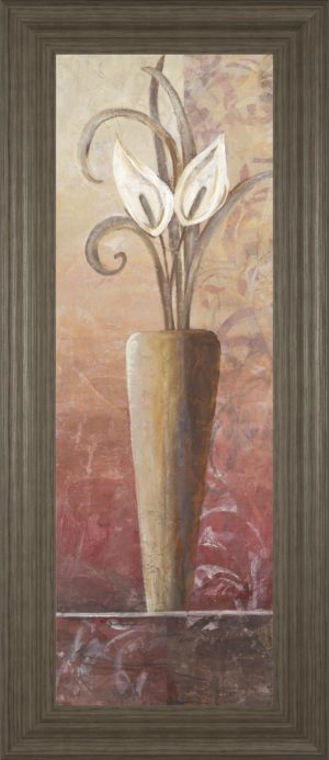 18 in. x 42 in. “Flower In Vase I” Framed Print Wall Art