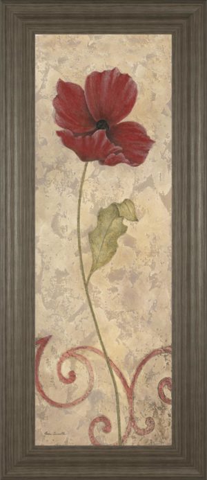 18 in. x 42 in. “Red Flower II” Framed Print Wall Art