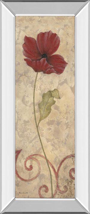 18 in. x 42 in. “Red Flower I” Mirrored Framed Print Wall Art