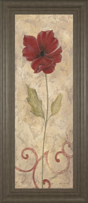 18 in. x 42 in. “Red Flower Il” Framed Print Wall Art