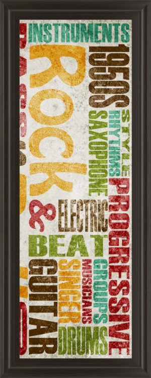 18 in. x 42 in. “Rock & Roll” By Sd Graphics Studio Framed Print Wall Art