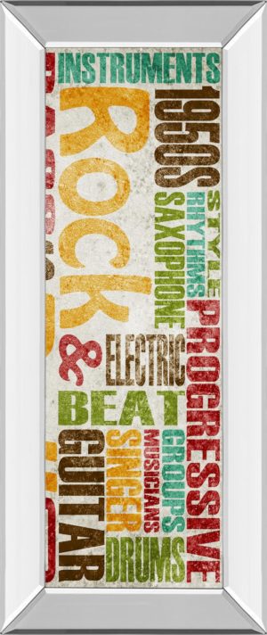 18 in. x 42 in. “Rock & Roll” By Sd Graphics Studio Mirror Framed Print Wall Art