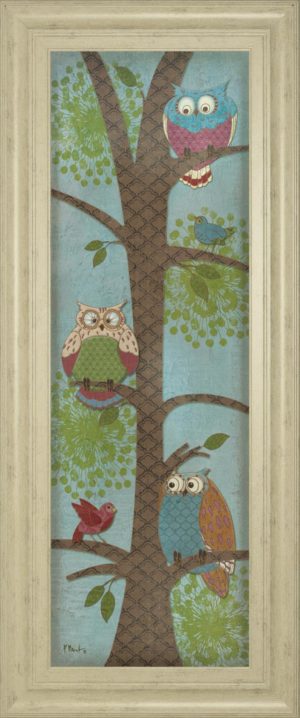 18 in. x 42 in. “Fantasy Owls Panel Il” By Paul Brent Framed Print Wall Art