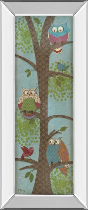 18 in. x 42 in. “Fantasy Owls Panel Il” By Paul Brent Mirror Framed Print Wall Art