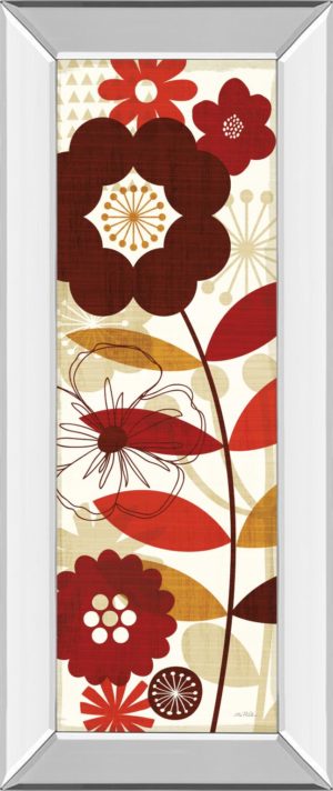 18 in. x 42 in. “Floral Pop Panel I” By Mo Mullan Mirror Framed Print Wall Art