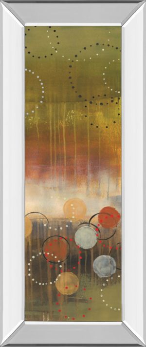 18 in. x 42 in. “Circles In Green Panel Il” By Jeni Lee Mirror Framed Print Wall Art