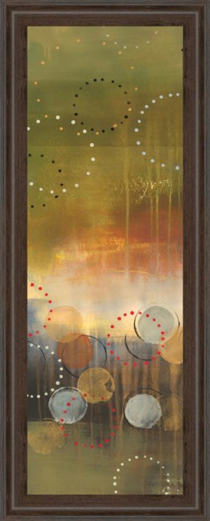18 in. x 42 in. “Circles In Green Panel I” By Jeni Lee Framed Print Wall Art