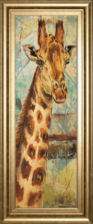 18 in. x 42 in. “New Safari On Teal I” By Patricia Pinto Framed Print Wall Art