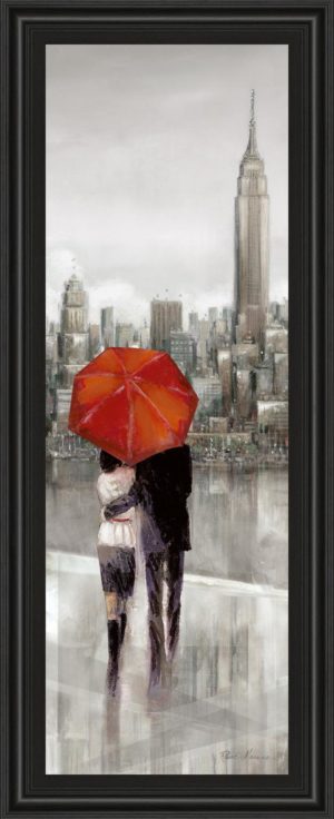 18 in. x 42 in. “New York Stroll” By Ruanne Manning Framed Print Wall Art