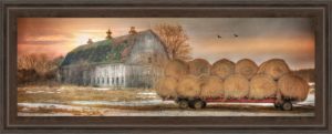 18 in. x 42 in. “Sunset On The Farm” By Lori Dieter Framed Print Wall Art