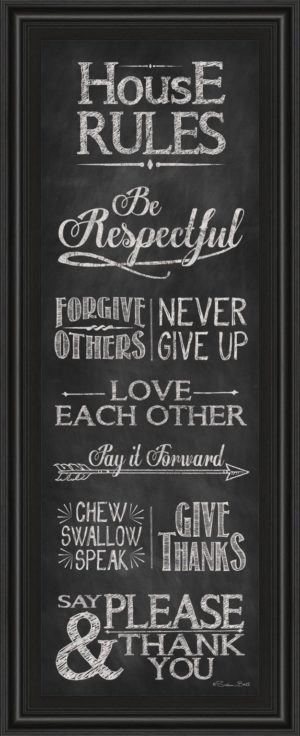 18 in. x 42 in. “House Rules” By Susan Ball Framed Print Wall Art