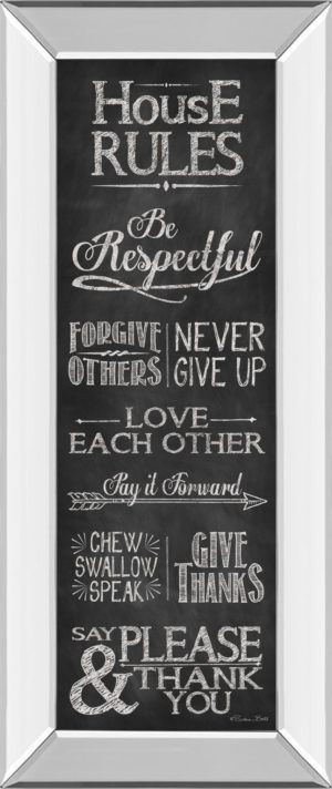 18 in. x 42 in. “House Rules” By Susan Ball Mirror Framed Print Wall Art
