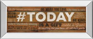 18 in. x 42 in. “Today Is A Gift” By Marla Rae Motivational Mirror Framed Print Wall Art