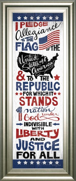 18 in. x 42 in. “Pledge Of Allegiance” By Susan Ball Framed Print Wall Art