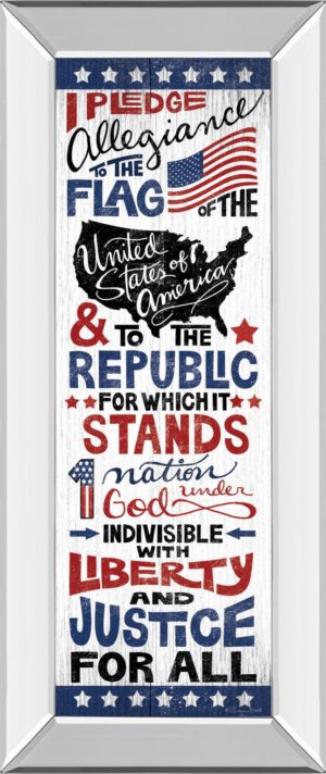 18 in. x 42 in. “Pledge Of Allegiance” By Susan Ball Mirror Framed Print Wall Art