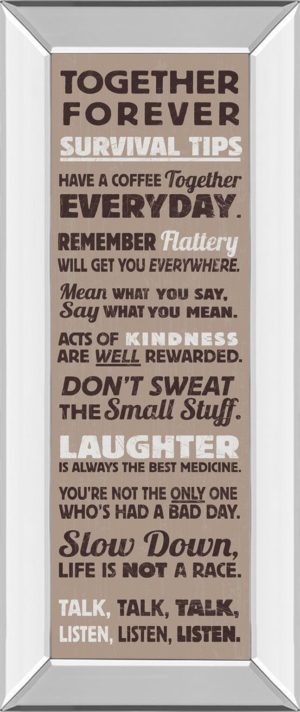 18 in. x 42 in. “Survival Tips I” By The Vintage Collection Mirror Framed Print Wall Art