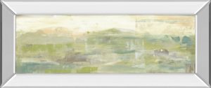 18 in. x 42 in. “Greenery Horizon Line III” By Jennifer Goldberger Mirror Framed Print Wall Art