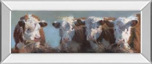 18 in. x 42 in. “Little Bull & The Babes” By Carolyne Hawley Mirror Framed Print Wall Art