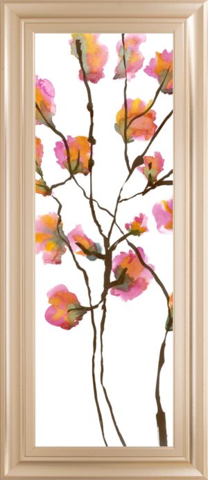 18 in. x 42 in. “Inky Blossoms I” By Deborah Velasquez Framed Print Wall Art