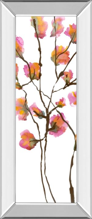 18 in. x 42 in. “Inky Blossoms I” By Deborah Velasquez Mirror Framed Print Wall Art