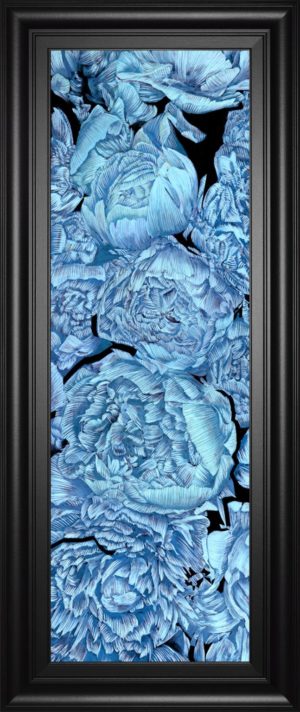 18 in. x 42 in. “Blue Peonies Il” By Melissa Wang Framed Print Wall Art
