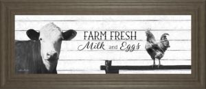18 in. x 42 in. “Farm Fresh Milk And Eggs” By Lori Deiter Framed Print Wall Art
