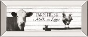 18 in. x 42 in. “Farm Fresh Milk And Eggs” By Lori Deiter Mirror Framed Print Wall Art