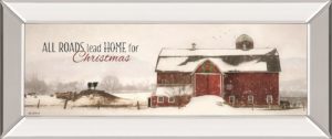 18 in. x 42 in. “All Roads Lead Home For Christmas” By Lori Deiter Mirror Framed Print Wall Art