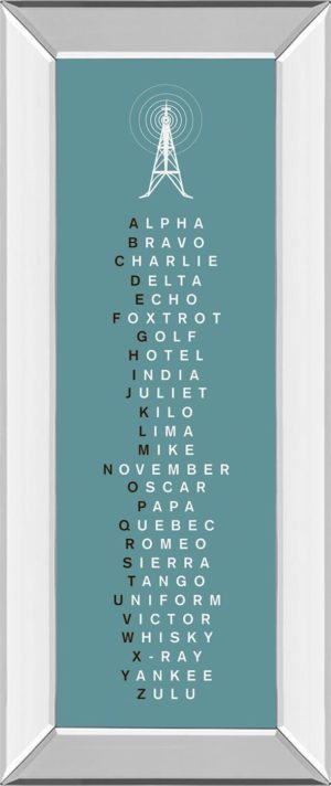 18 in. x 42 in. “Phonetic Alphabet Il” By The Vintage Collection Mirror Framed Print Wall Art