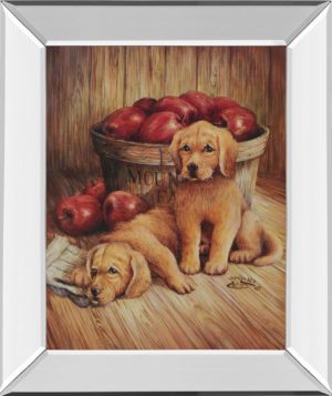 22 in. x 26 in. “Yellow Labs” Mirror Framed Print Wall Art