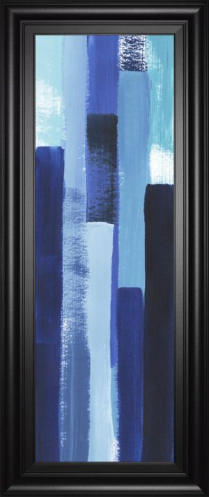 18 in. x 42 in. “Azule Waterfall I” By Grace Popp Framed Print Wall Art