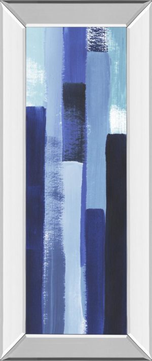 18 in. x 42 in. “Azule Waterfall I” By Grace Popp Mirror Framed Print Wall Art