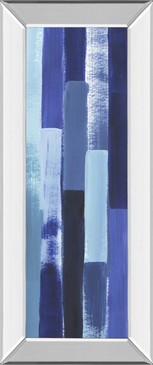 18 in. x 42 in. “Azule Waterfall Il” By Grace Popp Mirror Framed Print Wall Art