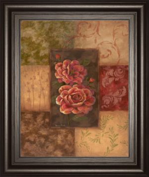22 in. x 26 in. “Camellias On Chocolate” By Vivian Flasch Framed Print Wall Art