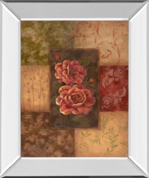 22 in. x 26 in. “Camellias On Chocolate” By Vivian Flasch Mirror Framed Print Wall Art