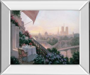 22 in. x 26 in. “Dinner For Two” By Christa Kieffer Mirror Framed Print Wall Art