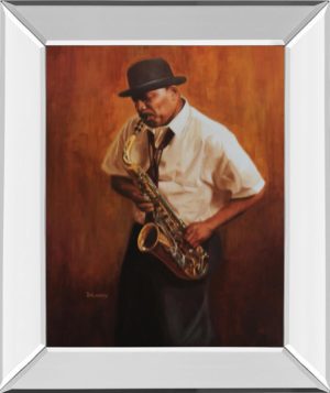 22 in. x 26 in. “Sax Player Mirror Framed Print Wall Art