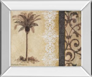 22 in. x 26 in. “Decorative Palm Il” By Michael Marcon Mirror Framed Print Wall Art