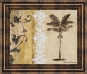 22 in. x 26 in. “Decorative Palm I” By Michael Marcon Framed Print Wall Art