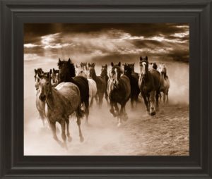 22 in. x 26 in. “Running Horses” By Monte Naglar Framed Photo Print Wall Art
