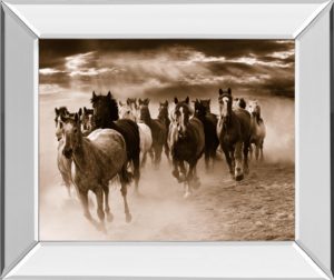 22 in. x 26 in. “Running Horses” By Monte Naglar Mirror Framed Photo Print Wall Art