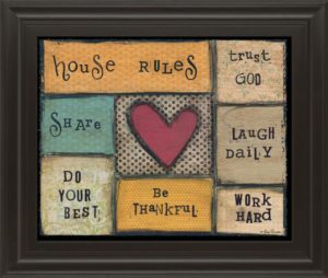 22 in. x 26 in. “House Rules” By Lisa Larson Framed Print Wall Art