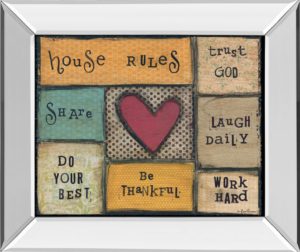22 in. x 26 in. “House Rules” By Lisa Larson Mirror Framed Print Wall Art