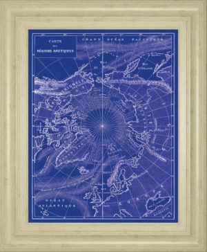 22 in. x 26 in. “Arctic Map” By The Vintage Collection Framed Print Wall Art