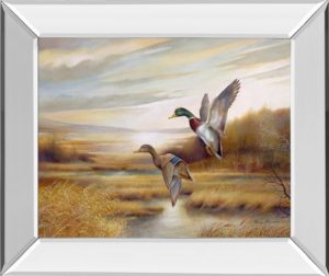 22 in. x 26 in. “Mallards” By Ruanne Manning And Mossy Oak Native Living Mirror Framed Print Wall Art