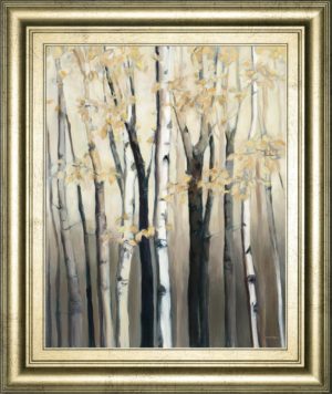 22 in. x 26 in. “Golden Birch I” By Julia Purinton Framed Print Wall Art