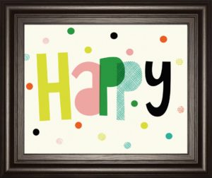 22 in. x 26 in. “Happy” By Sophie Ledesma Framed Print Wall Art