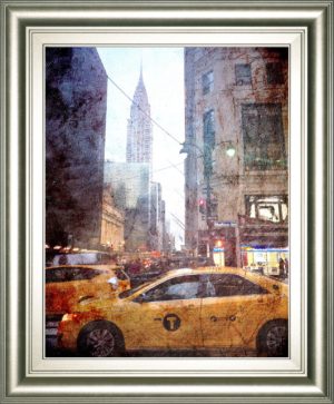 22 in. x 26 in. “Rainy Madison Ave” By Acosta Framed Print Wall Art