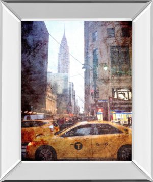 22 in. x 26 in. “Rainy Madison Ave” By Acosta Mirror Framed Print Wall Art