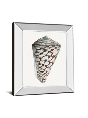 22 in. x 26 in. “Modern Shell With Teal Il” By Patricia Pinto Mirror Framed Print Wall Art